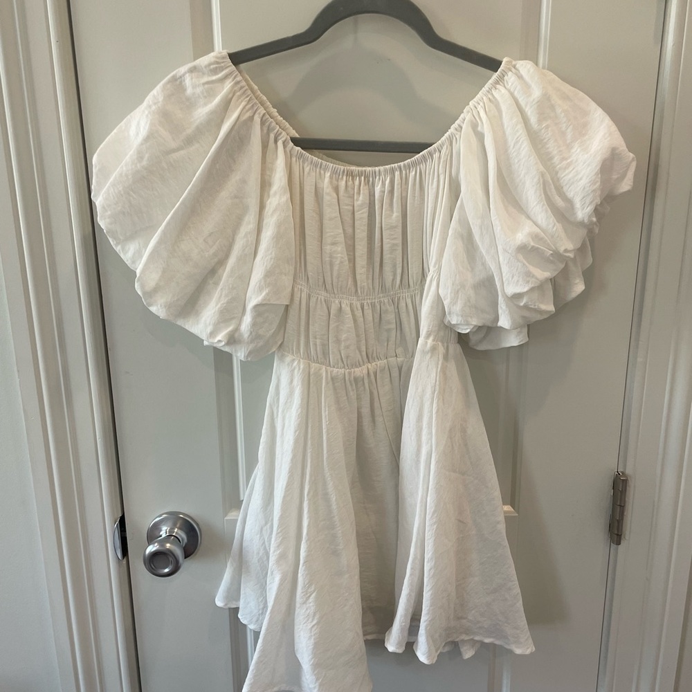 White ruffle mini dress